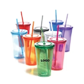 16 oz Double Wall Tumbler With Straw