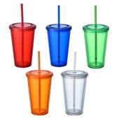 16 oz Double Wall Tumbler With Straw