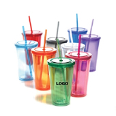 16 oz Double Wall Tumbler With Straw