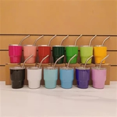 2 oz Mini Tumbler Stainless Wine cup With Straw