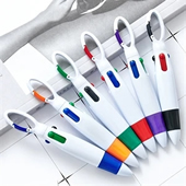 4 Color Ballpoint Pen With Carabiner Clip