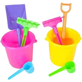 6" Beach Sand Buckets and Shovels