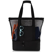 Beach Tote Bag with Insulated Can Cooler