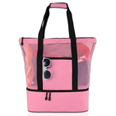 Beach Tote Bag with Insulated Can Cooler