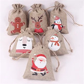 Christmas Gift Linen Drawstring Bag