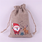 Christmas Gift Linen Drawstring Bag