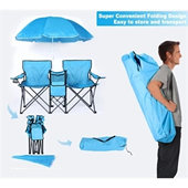 Double Portable Picnic Chair with Umbrella