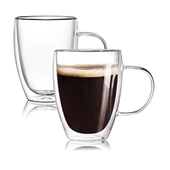 Double wall glass coffee cup