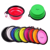 Foldable Silicone Dog Bowl with carabiner clips