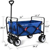 Folding Utility Wagon Collapsible Cart with Wheels