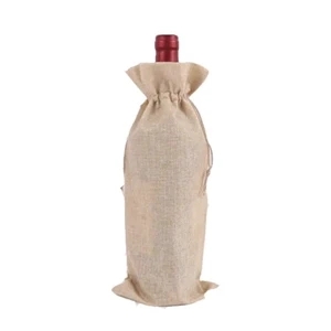 Jute Drawstring Wine Bag