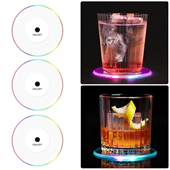 LED Luminous Cup Mat Coaster Acrylic Light Pack of 2pcs