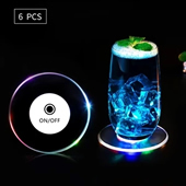 LED Luminous Cup Mat Coaster Acrylic Light Pack of 2pcs