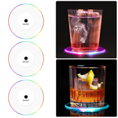 LED Luminous Cup Mat Coaster Acrylic Light Pack of 2pcs
