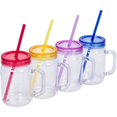 Mason Jar Tumbler Mugs with Lids & Straws