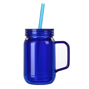 Mason Jar Tumbler Mugs with Lids & Straws