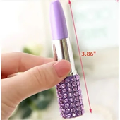 Rhinestone Crystal Lipstick Shape Ballpoint Pen