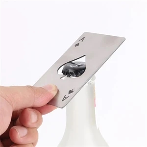 STAINLESS STEEL POKER SHAPE CREDIT CARD BOTTLE OPENER