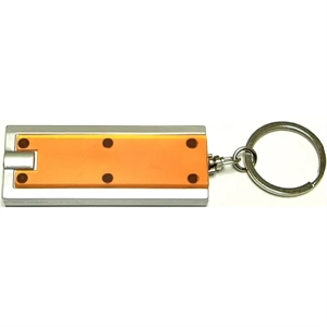 Slim rectangular flash light with swivel key chain