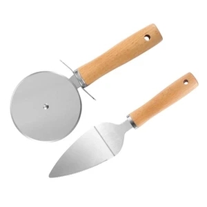 Stainless Steel Pizza Cutter & Server Set