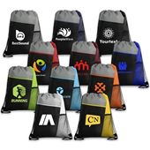 Tri-colored Mesh Pocket Drawstring Backpacks